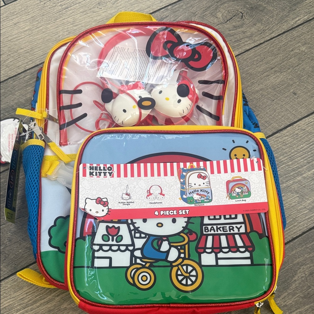 Hello Kitty Red and Blue Backpack 4 piece set